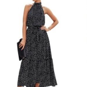 PRETTYGARDEN Women's Black Floral Maxi Dress